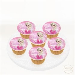 Pembe Elsa Resimli Cupcake